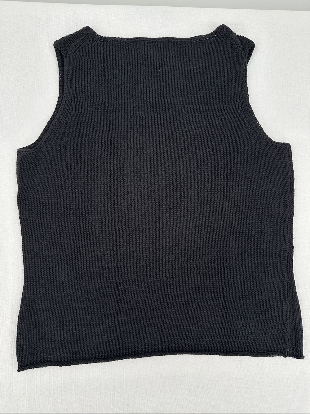 Vintage Eddie Bauer Black Linen Cotton Blend Sleeveless Knit Sweater Tank - Picture 5 of 10